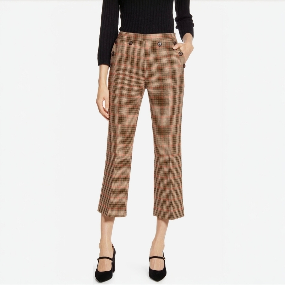 HALOGEN X ATLANTIC PACIFIC Houndstooth Kick Flare Pant | 12 | Button Front
